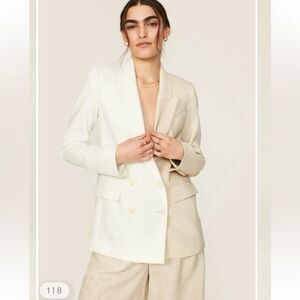 Veronica Beard Braeton Tan Linen Dickie Blazer | 8